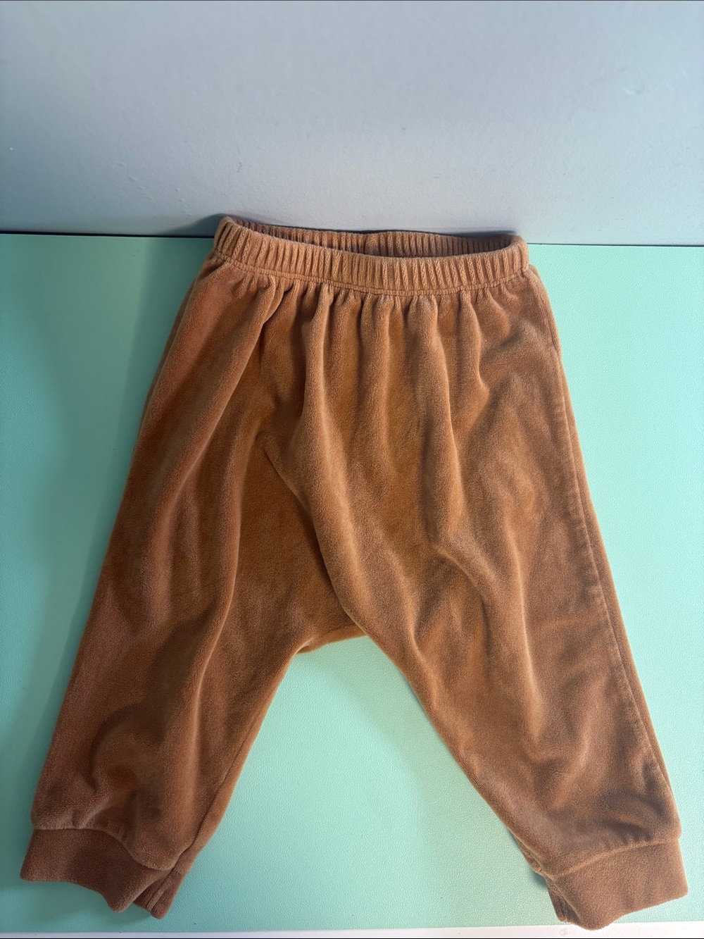 Old Navy Tan Brown Velour Pants with Elastic Waistband, Baby Boy Size 12-18month